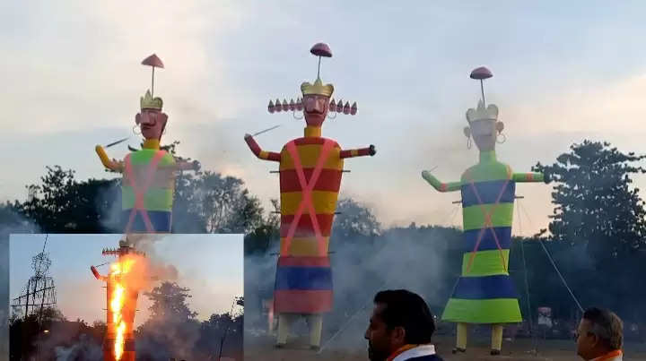 The effigies of Ravana, Kumbhakaran and Meghnath were burnt in the historic Gandhi Maidan in Gaya